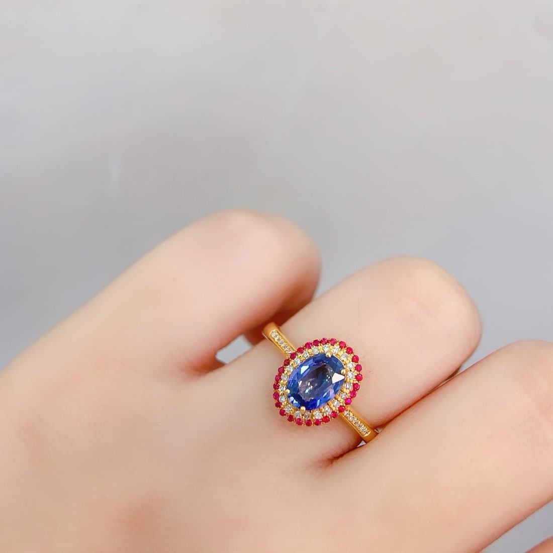 14k Gold 1.2 Ct Natural Sapphire & Diamond Ring - 5