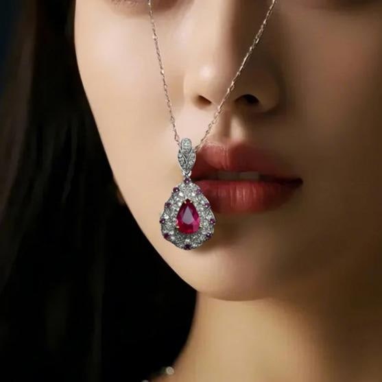 14k Gold 1.16 Ctw Natural Ruby & Sapphire Pendant( Without Chain ) - 5
