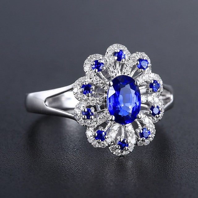 14k Gold 0.90 Ctw Natural Sapphire & Sapphire Ring - 3