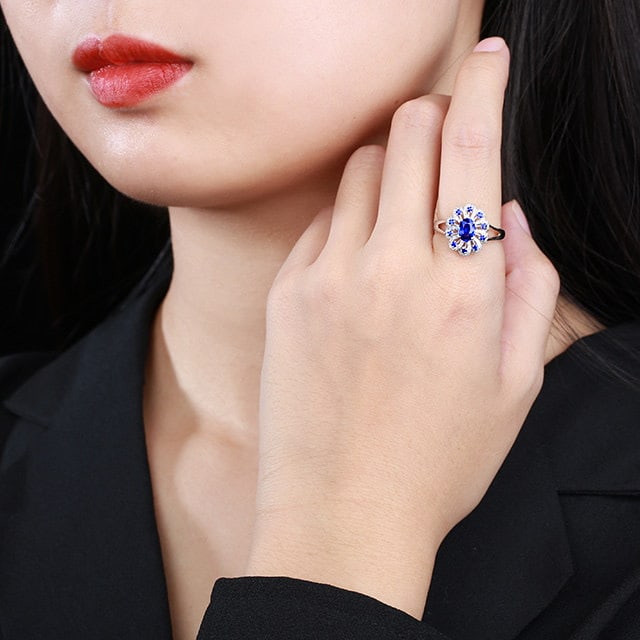 14k Gold 0.90 Ctw Natural Sapphire & Sapphire Ring - 5