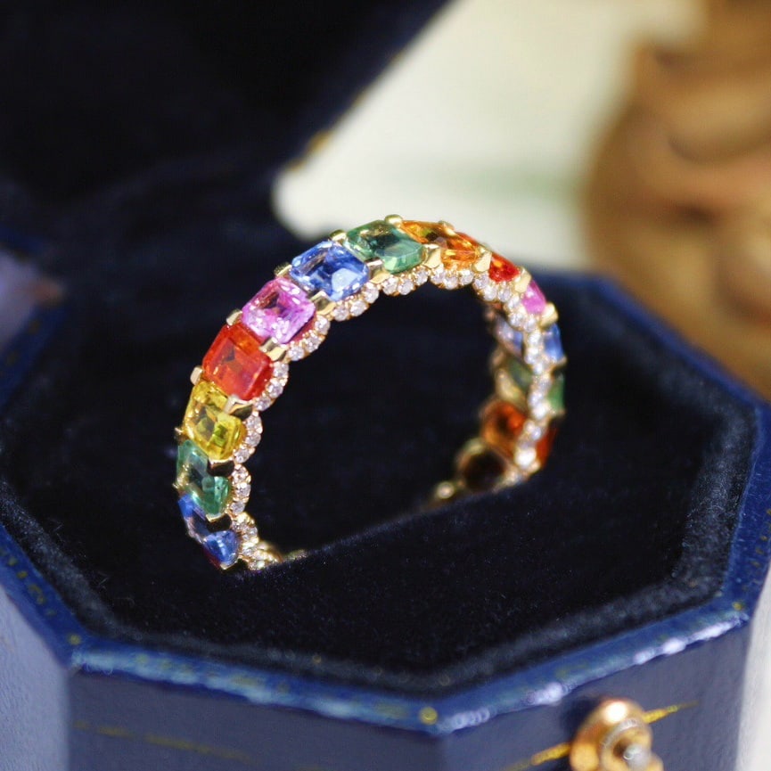 14k Gold 5.77 Ctw Natural Sapphire & Diamond Ring - 4