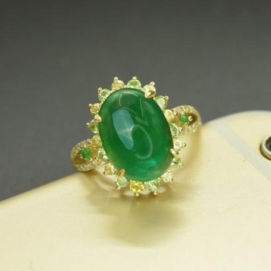 14k Gold 5.21 Ctw Natural Emerald & Sapphire Ring - 5