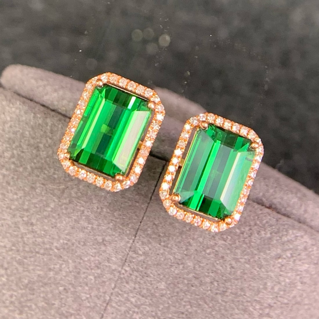 14k Gold 3.6 Ct Natural Tourmaline & Diamond Earrings - 3