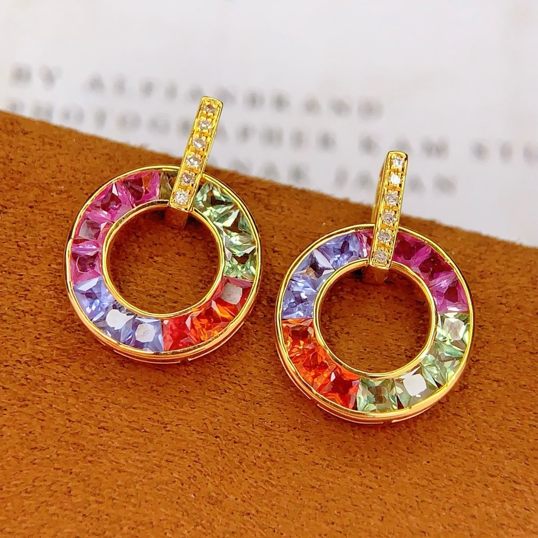 14k Gold 1.6 Ct Natural Sapphire & Diamond Earrings - 3