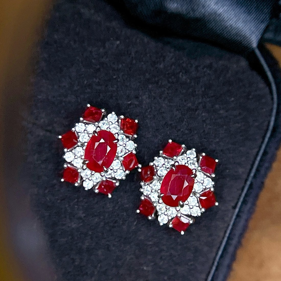 14k Gold 2.65 Ctw Natural Ruby & Sapphire Earrings - 2