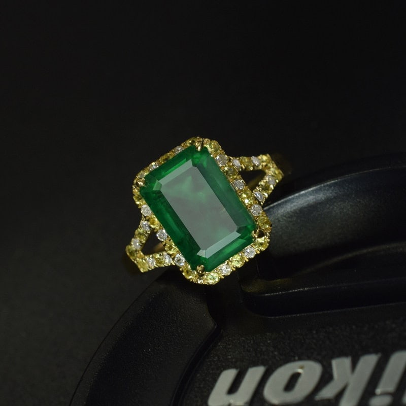 14k Gold 3.58 Ctw Natural Emerald & Sapphire Ring - 2
