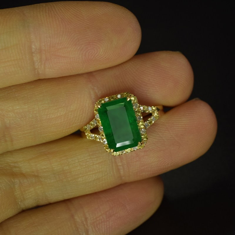 14k Gold 3.58 Ctw Natural Emerald & Sapphire Ring - 3
