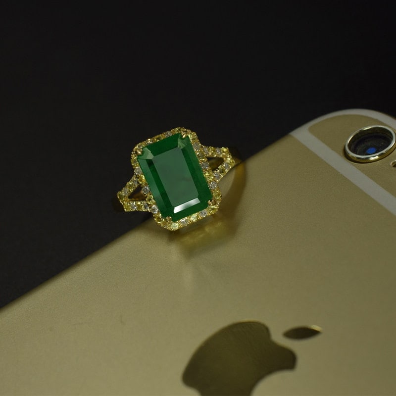 14k Gold 3.58 Ctw Natural Emerald & Sapphire Ring - 4