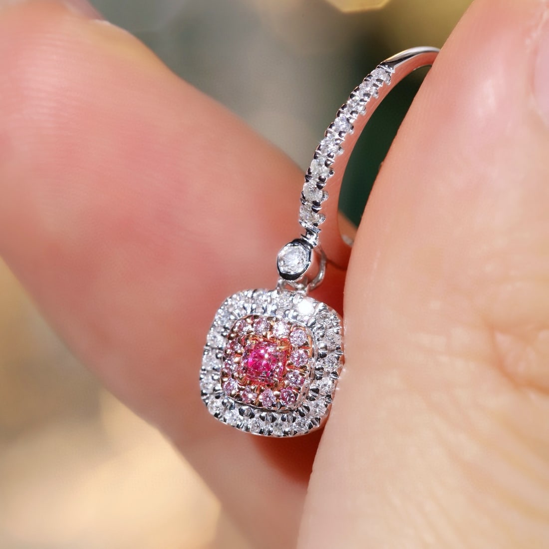 14k Gold 0.60 Ctw Natural Pink Diamond & Diamond Earrings - 8