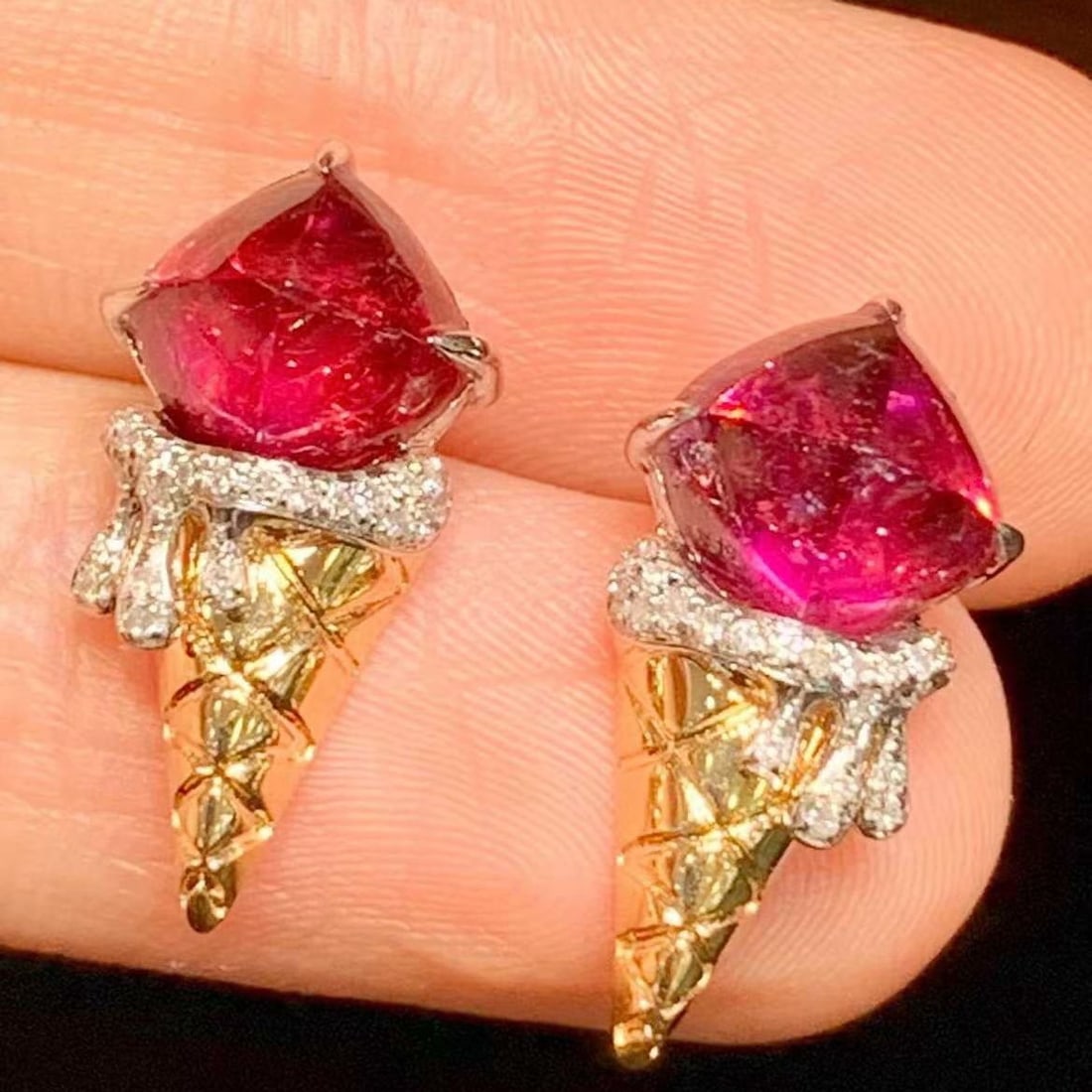 14k Gold 3.8 Ct Natural Tourmaline & Diamond Earrings - 5