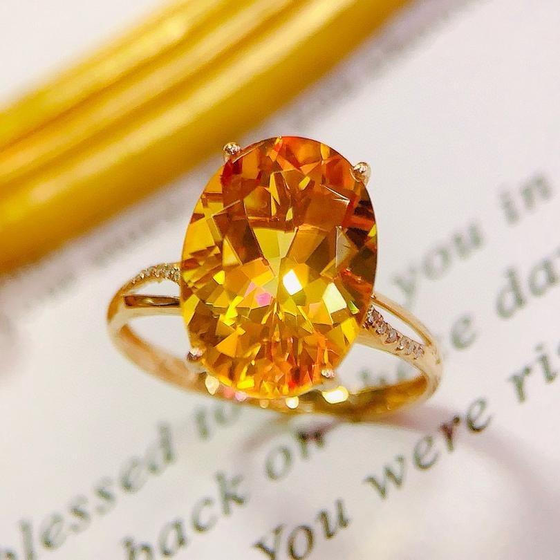 14k Gold 5.35 Ctw Natural Citrine & Diamond Ring: Ref:231189126 // gold content:14k gold // ring size:7. 25us // // main gemstone:citrine // shape:oval // carat weight:5. 3ct // color:yellow // treatment:natural // // adjacent gemstone 2 : diamond