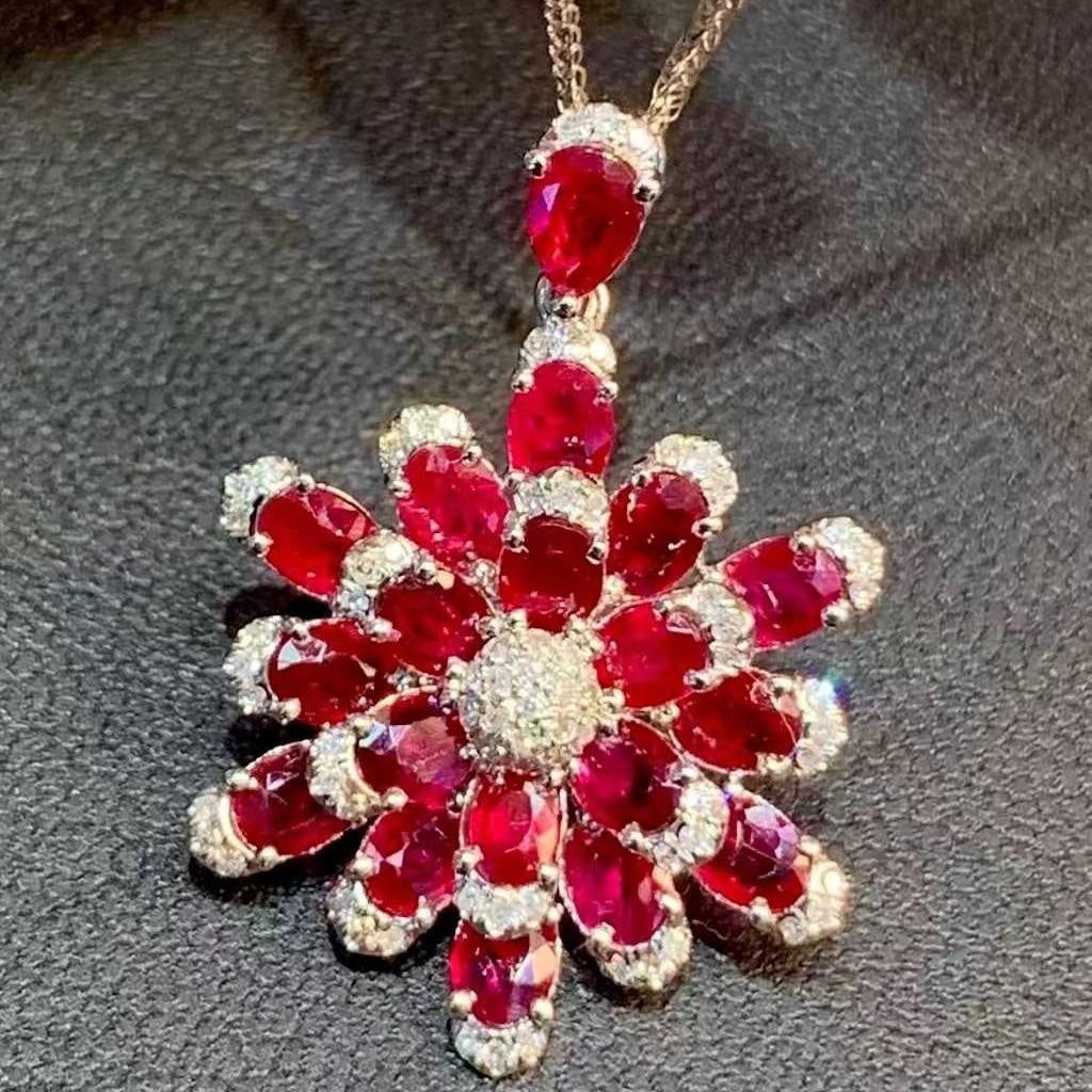 14k Gold 2.8 Ct Natural Ruby & Diamond Pendant( Without Chain ): Ref:231189127 // gold content:14k gold // main gemstone:ruby // shape:multiple // carat weight:2. 8ct // color:red // treatment:natural // // adjacent gemstone 2 : diamond // shape:round // clarity gr
