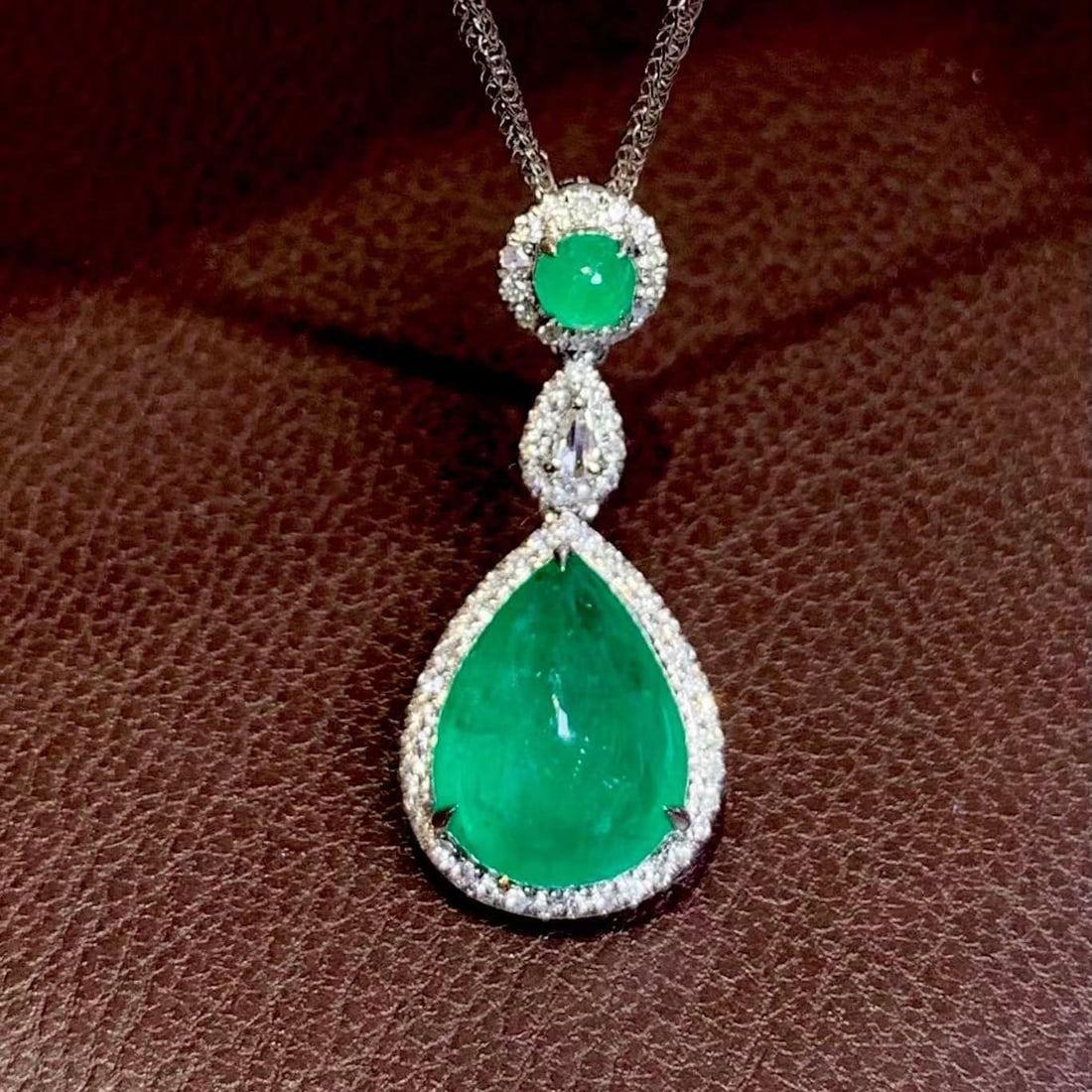 14k Gold 2.65 Ct Natural Emerald & Diamond Pendant( Without Chain ) - 2