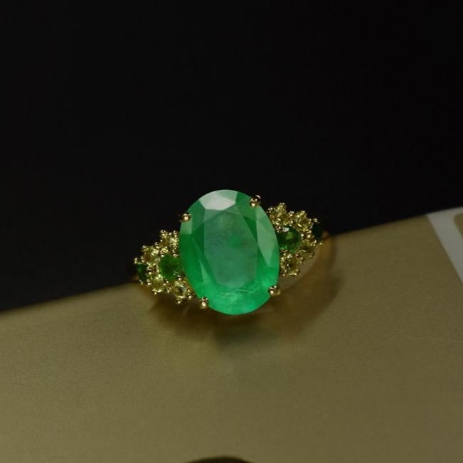 14k Gold 2.63 Ctw Natural Emerald & Sapphire Ring - 4