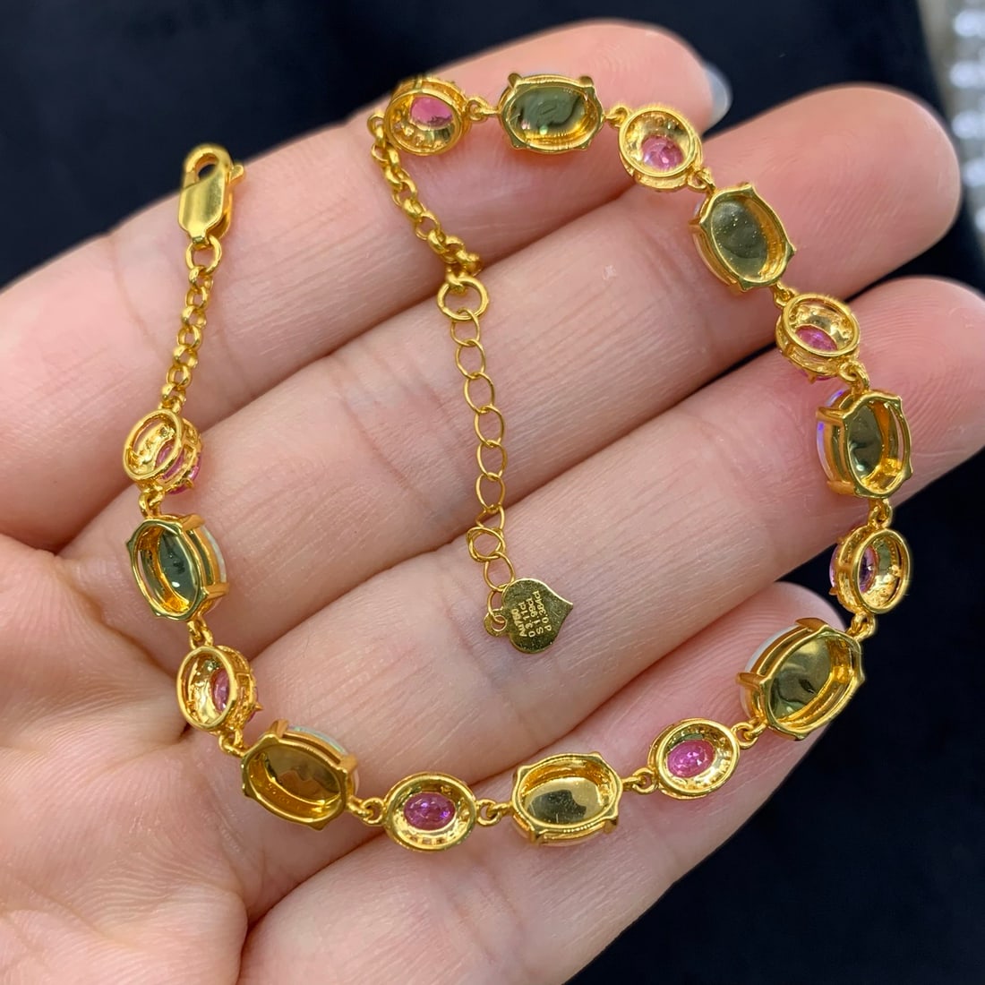 14k Gold 3.49 Ctw Natural Opal & Diamond Bracelet - 4
