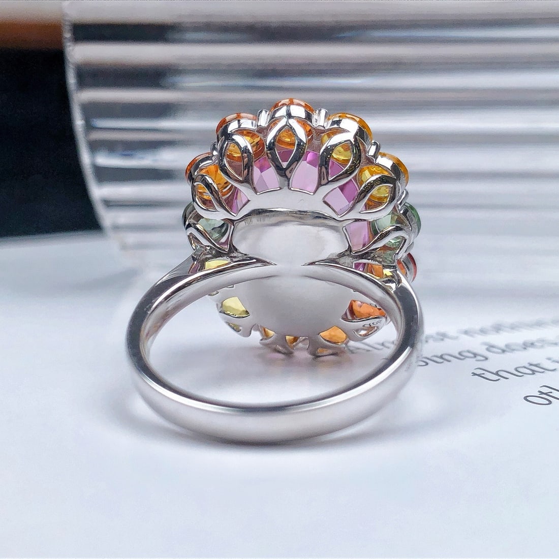 14k Gold 17.46 Ctw Natural Kunzite & Sapphire Ring - 6