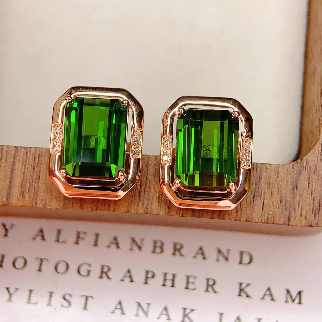 14k Gold 5.3 Ct Natural Tourmaline & Diamond Earrings - 3