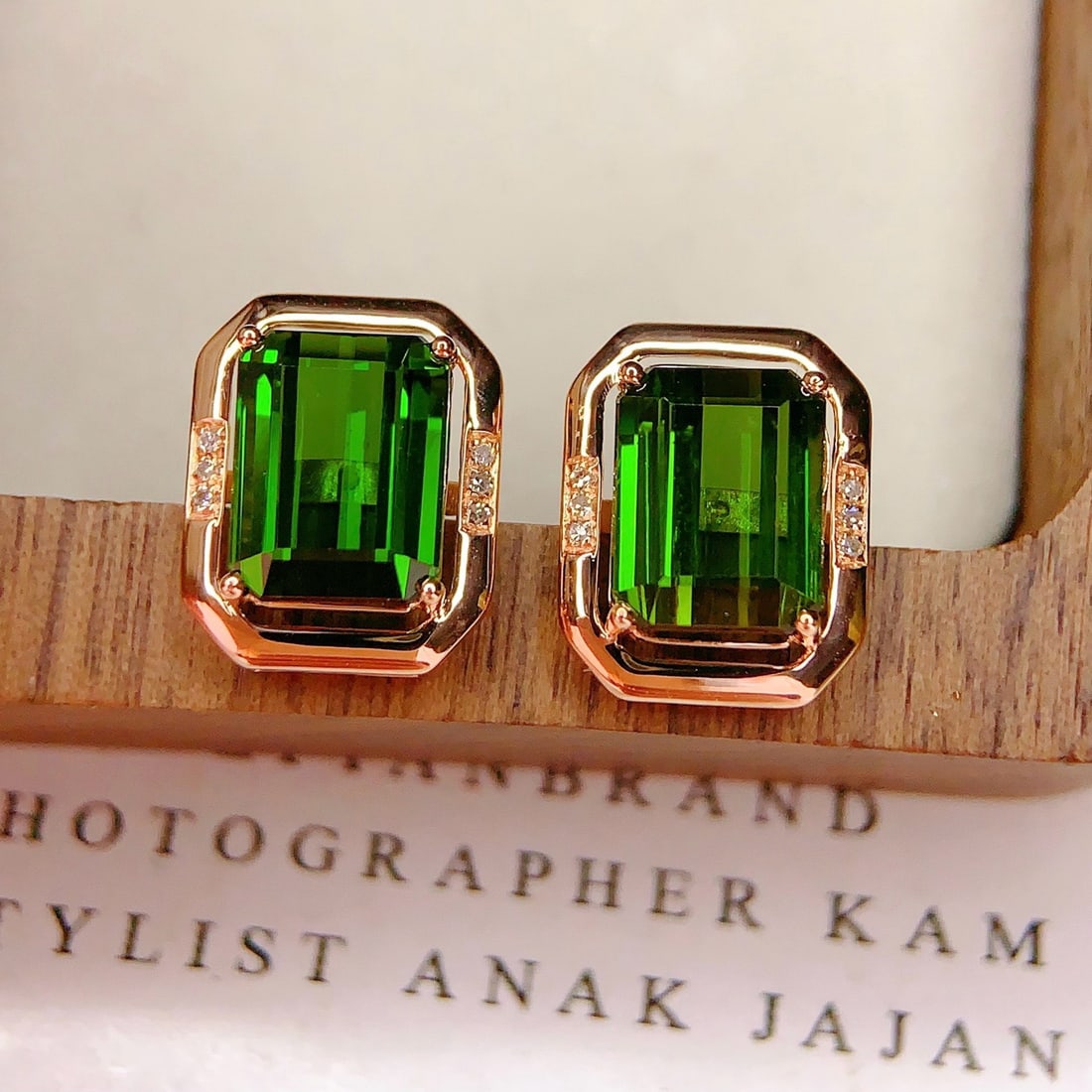 14k Gold 5.3 Ct Natural Tourmaline & Diamond Earrings - 4