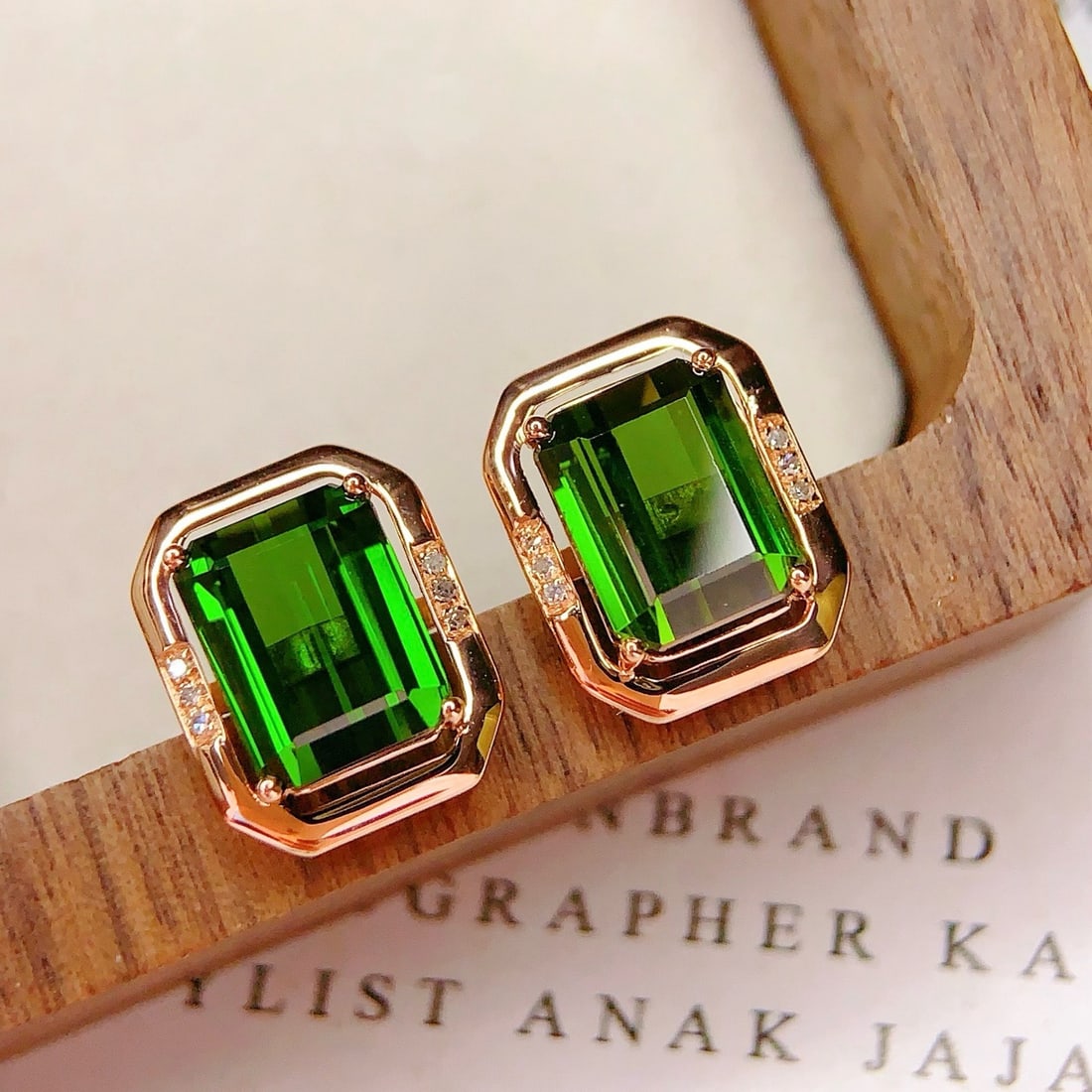 14k Gold 5.3 Ct Natural Tourmaline & Diamond Earrings - 5