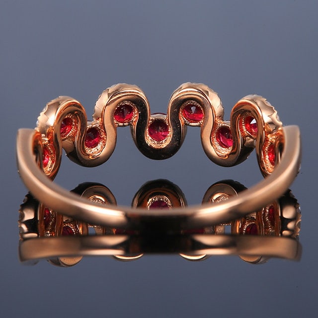 14k Gold 0.74 Ctw Natural Ruby & Diamond Ring - 4