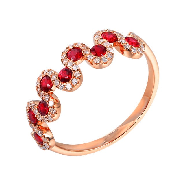 14k Gold 0.74 Ctw Natural Ruby & Diamond Ring - 5