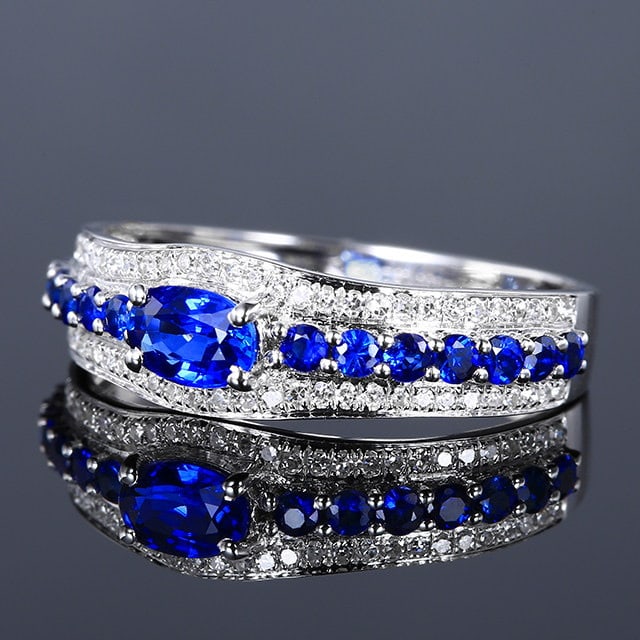 14k Gold 0.59 Ctw Natural Sapphire & Sapphire Ring - 2