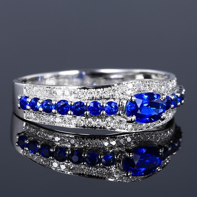 14k Gold 0.59 Ctw Natural Sapphire & Sapphire Ring - 3