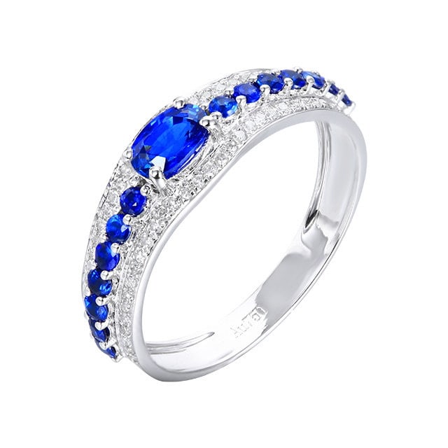 14k Gold 0.59 Ctw Natural Sapphire & Sapphire Ring - 5
