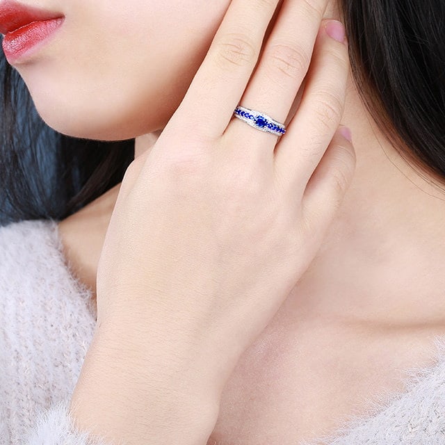 14k Gold 0.59 Ctw Natural Sapphire & Sapphire Ring - 6