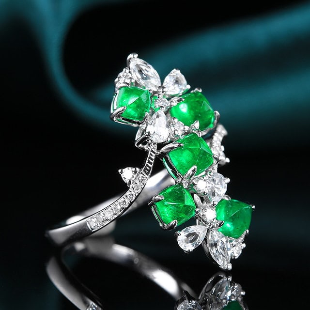 14k Gold 1.53 Ctw Natural Emerald & Diamond Ring - 2