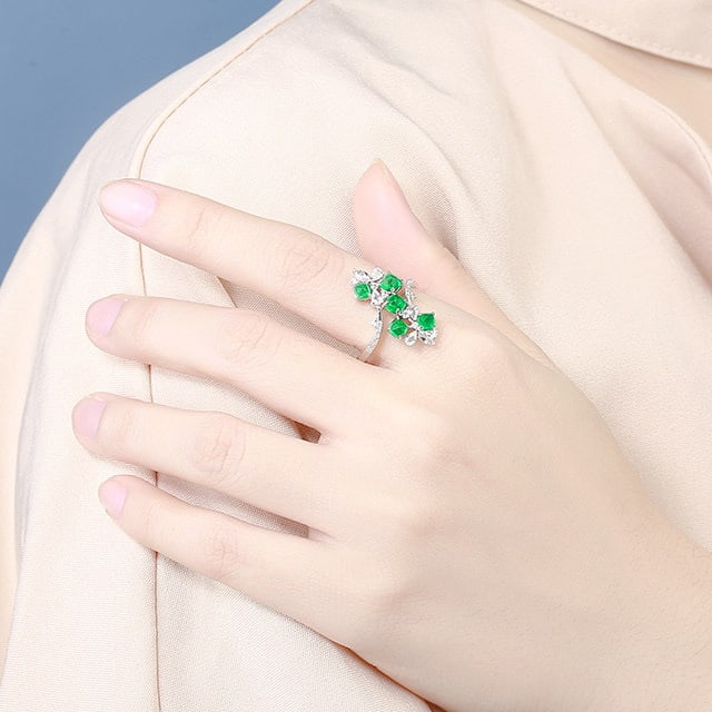 14k Gold 1.53 Ctw Natural Emerald & Diamond Ring - 6