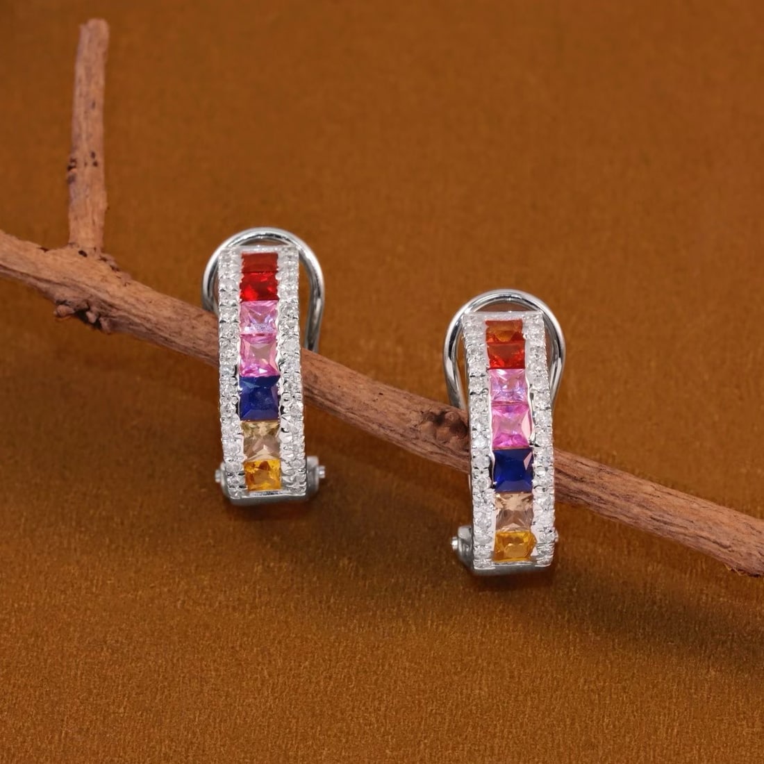 14k Gold 1.68 Ctw Natural Sapphire & Diamond Earrings - 5