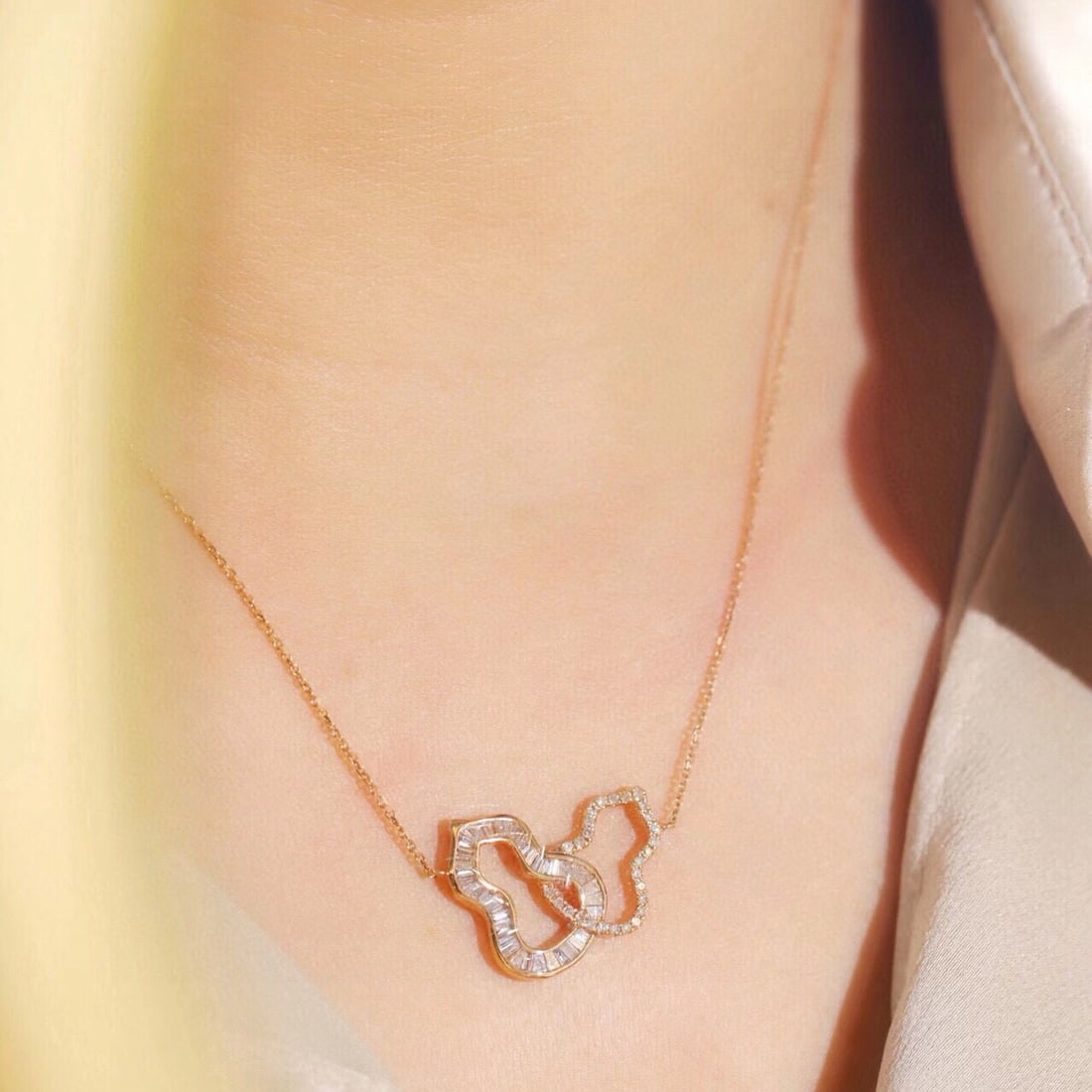 14k Gold 0.55 Ct Natural H Diamond Necklace - 8