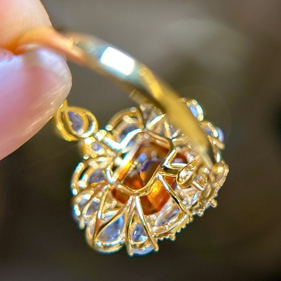 14k Gold 4.14 Ctw Natural Spessartine & Sapphire Ring - 5
