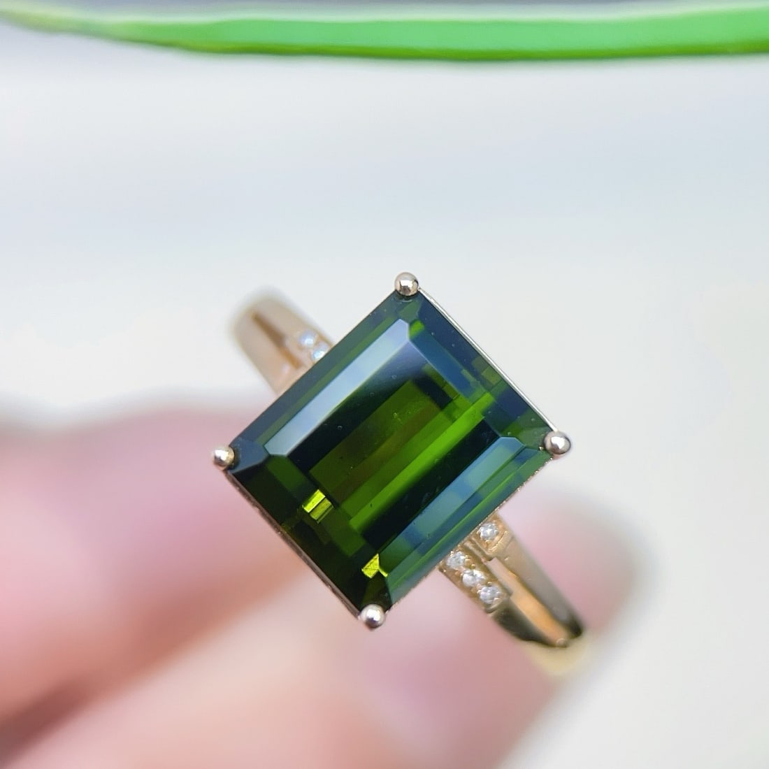 14k Gold 4.47 Ctw Natural Tourmaline & Diamond Ring - 2