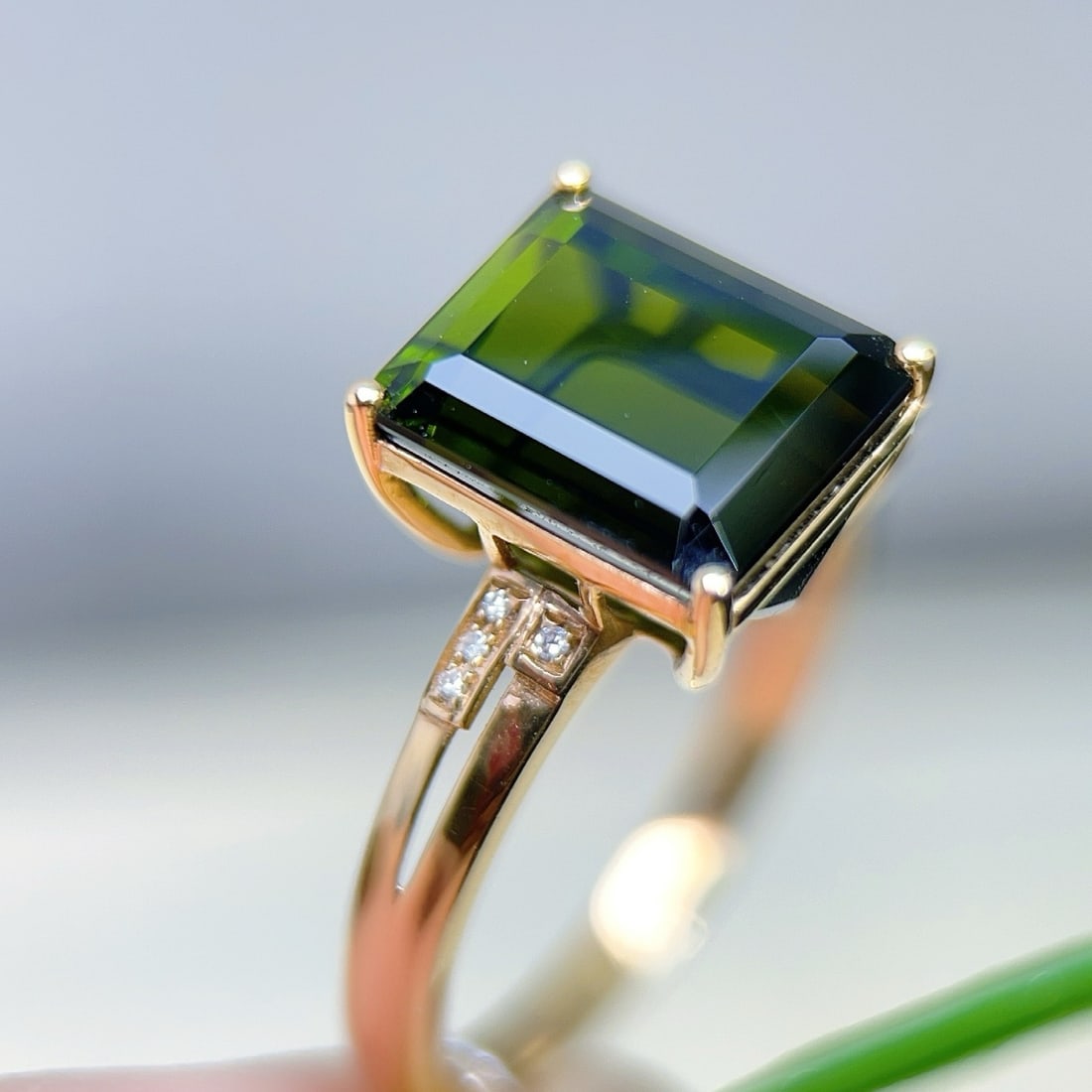 14k Gold 4.47 Ctw Natural Tourmaline & Diamond Ring - 3