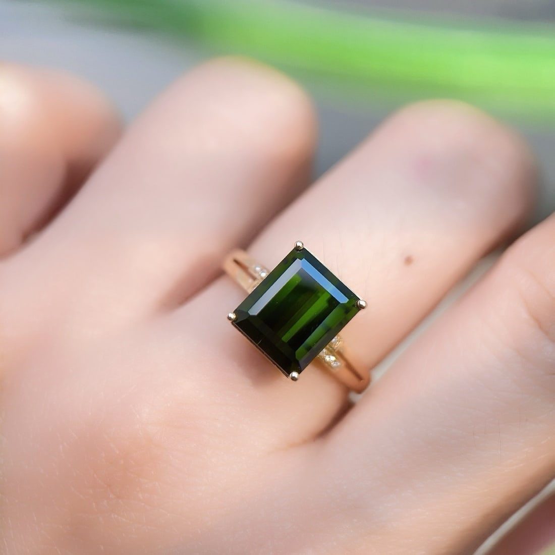 14k Gold 4.47 Ctw Natural Tourmaline & Diamond Ring - 6