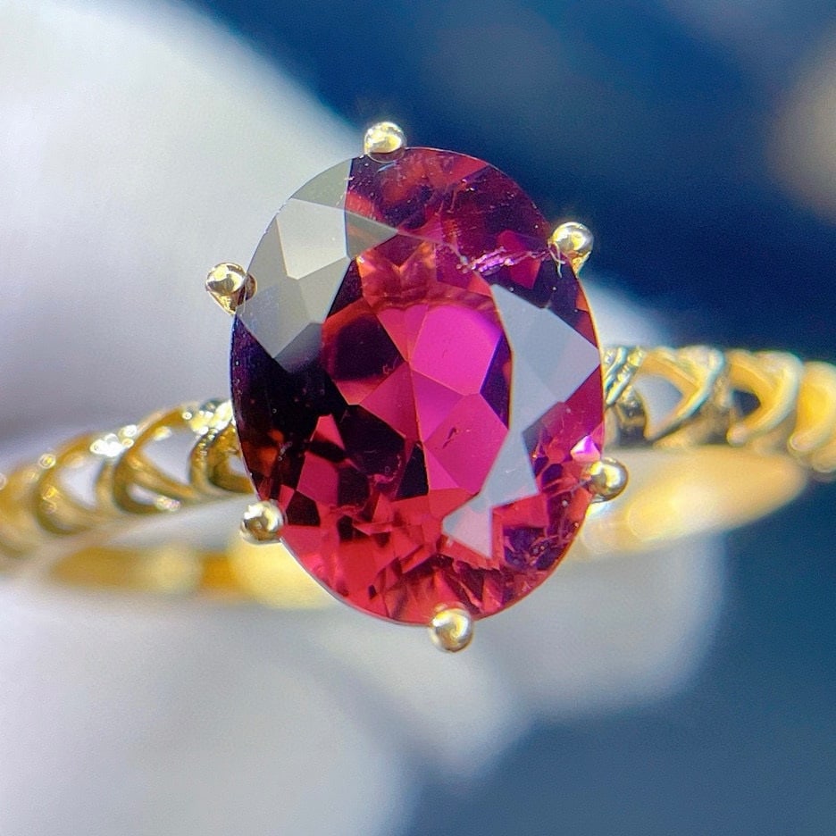 14k Gold 2.1 Ct Natural Tourmaline & Diamond Ring - 3