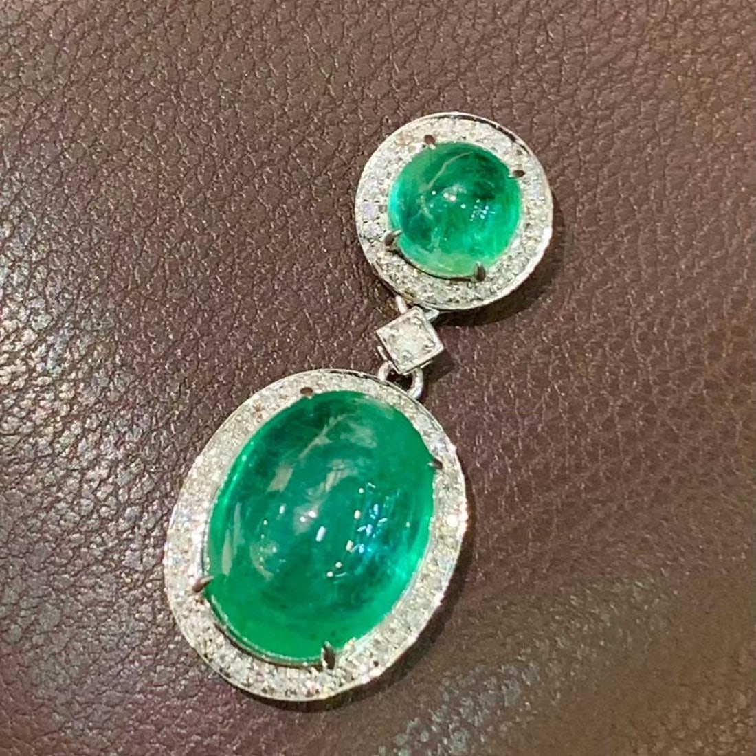 14k Gold 5.9 Ct Natural Emerald & Diamond Pendant( Without Chain ) - 3