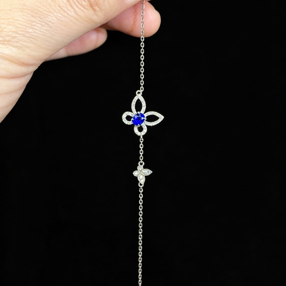 14k Gold 0.71 Ctw Natural Sapphire & Diamond Bracelet - 4