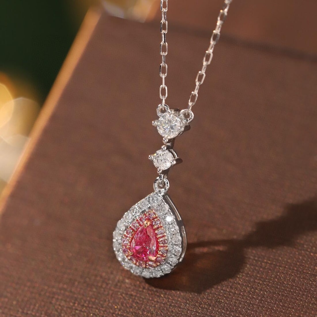 14k Gold 0.35 Ctw Natural Pink Diamond & Diamond Necklace - 2