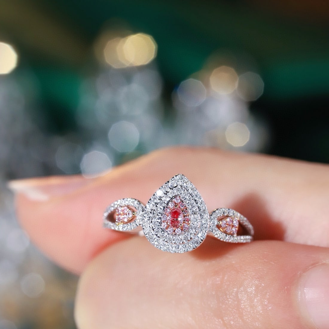 14k Gold 0.45 Ctw Natural Pink Diamond & Diamond Ring - 4