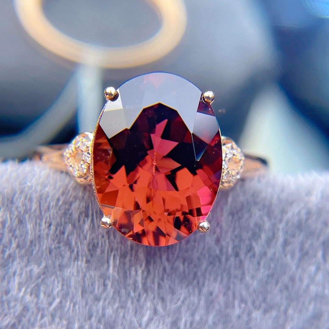 14k Gold 4.7 Ct Natural Tourmaline & Diamond Ring - 2