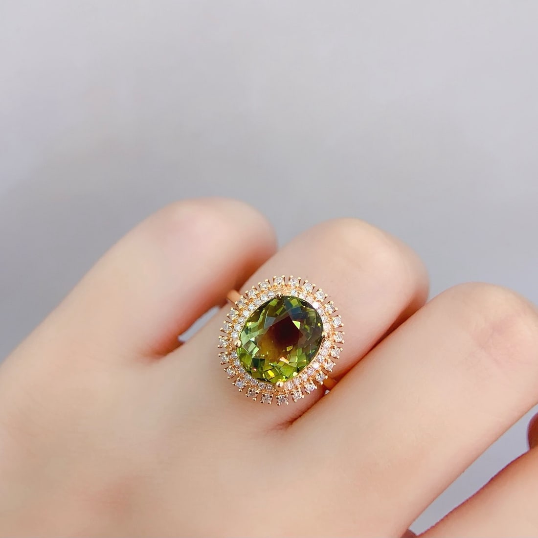 14k Gold 4.5 Ct Natural Tourmaline & Diamond Ring - 6