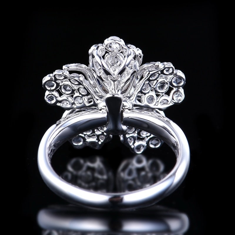 14k Gold 2.15 Ctw Natural Sapphire & Diamond & Flowers Ring/pendant( Without Chain ) - 6