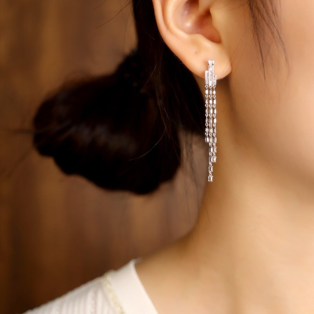 14k Gold 0.50 Ct Natural H Diamond Earrings - 4