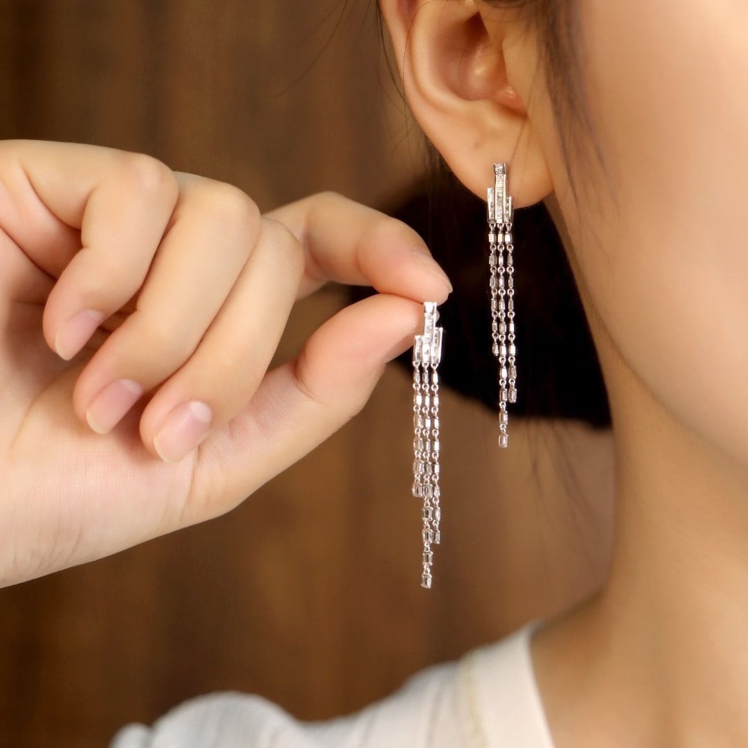 14k Gold 0.50 Ct Natural H Diamond Earrings - 6