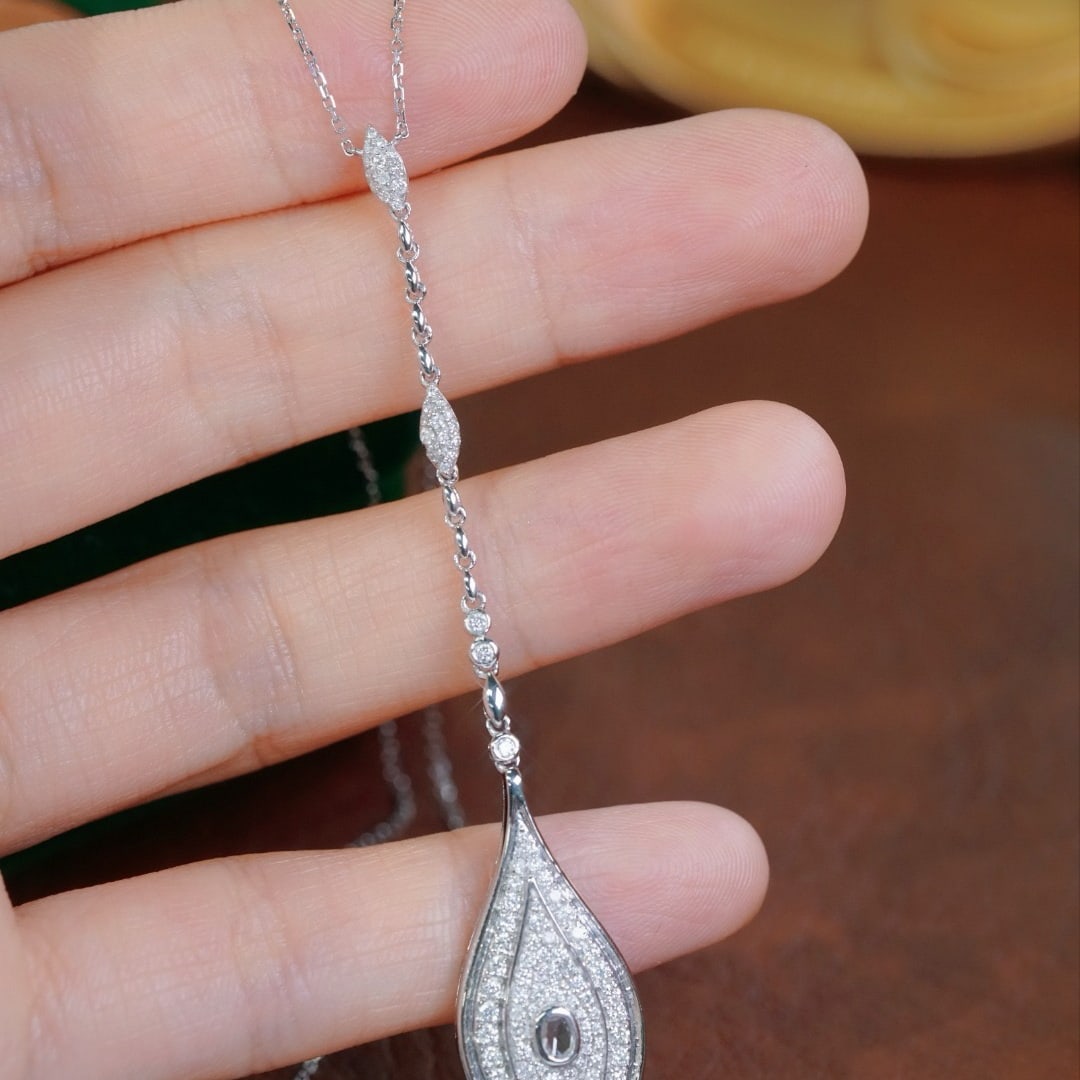 14k Gold 0.75 Ct Natural H Diamond Necklace - 2
