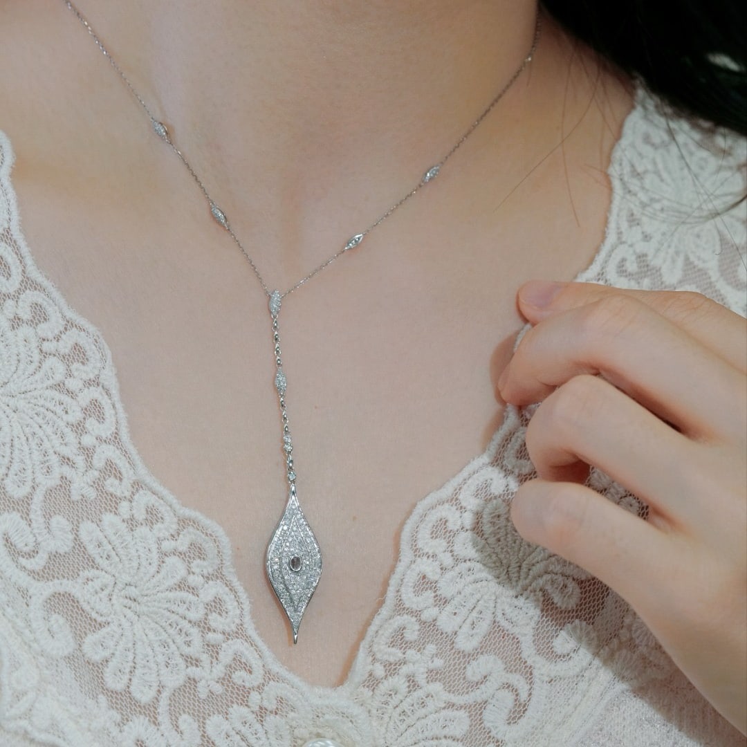 14k Gold 0.75 Ct Natural H Diamond Necklace - 5