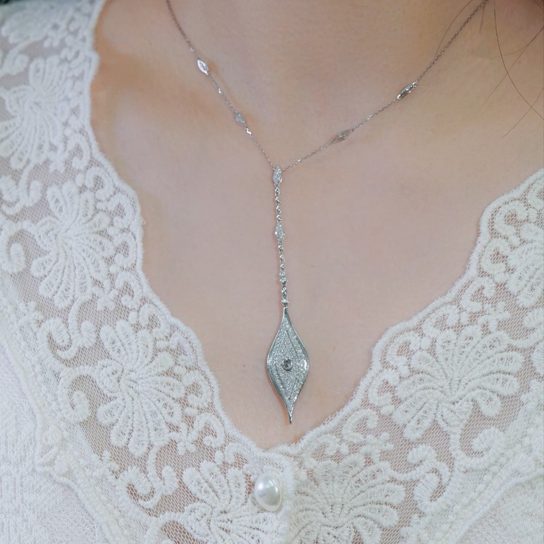 14k Gold 0.75 Ct Natural H Diamond Necklace - 7